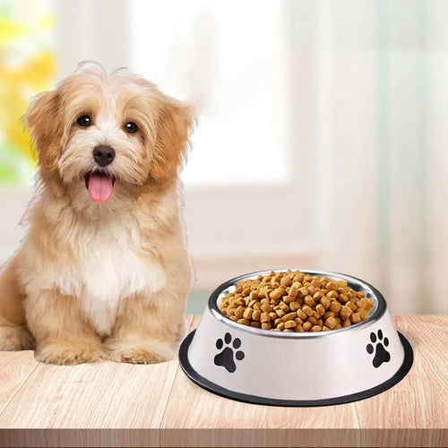 Stainless steel large capacity pet bowl dog food bowl multiple specifications anti-fall food bowl food bowl feeding pet supplies