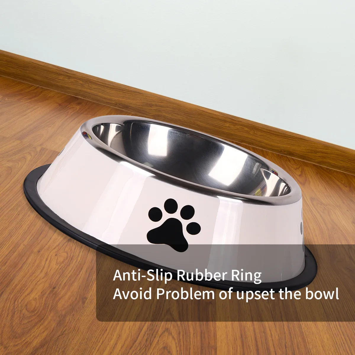Stainless steel large capacity pet bowl dog food bowl multiple specifications anti-fall food bowl food bowl feeding pet supplies
